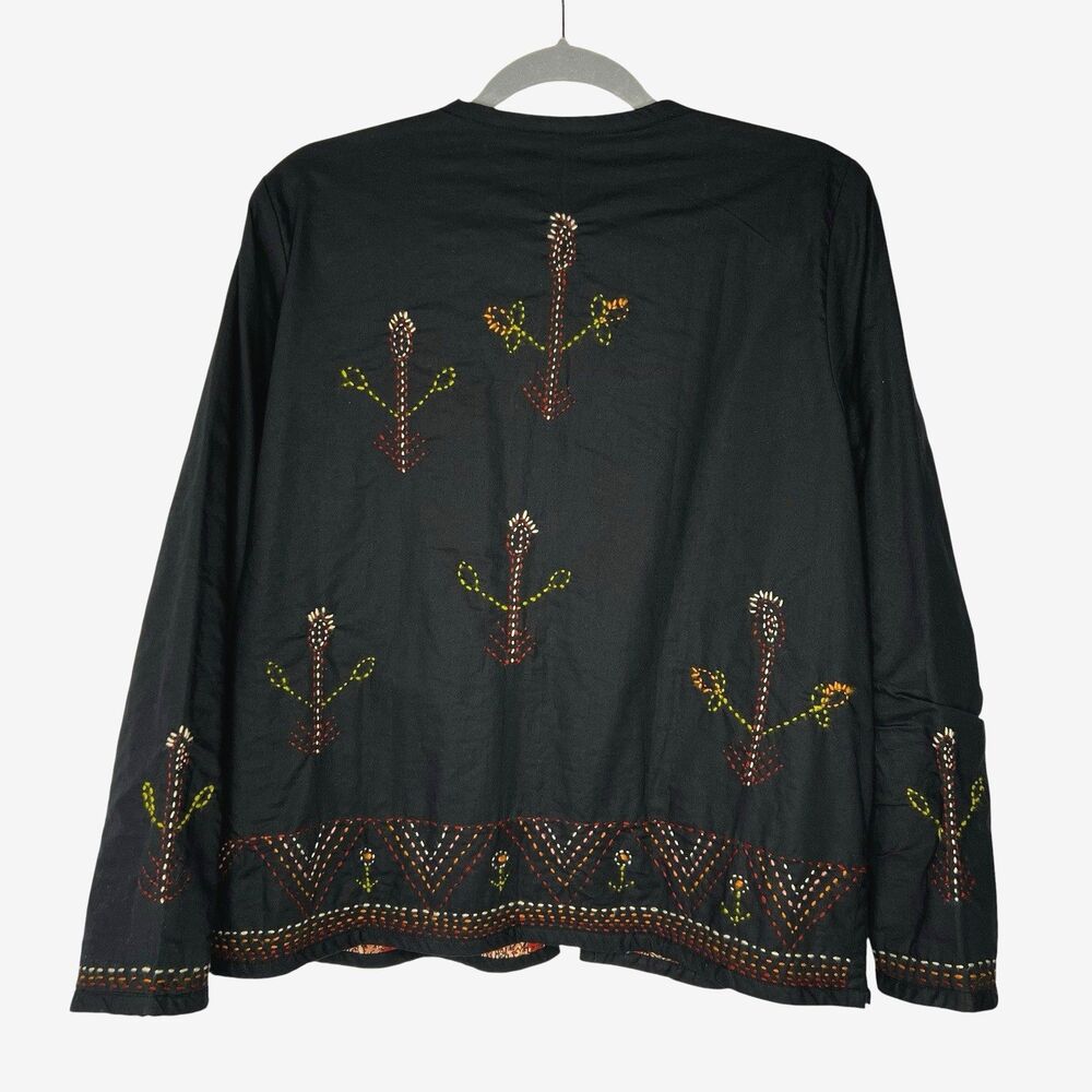Market Place Cotton V-neck Embroidered Jacket Ethnic Boho Art to Wear Medium - Picture 3 of 16